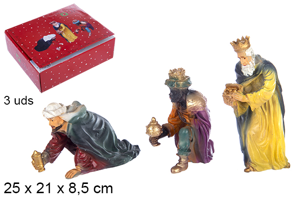 [122997] Pack 3 figuras de resina dos Três Reis Magos para o Presépio 25 cm