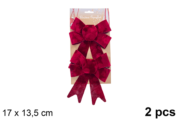 Pack 2 laços de Natal em tecido bordô 17x13,5cm