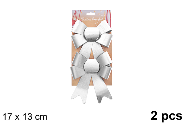 Pack 2 lazos navidad plata lujo 17x13cm