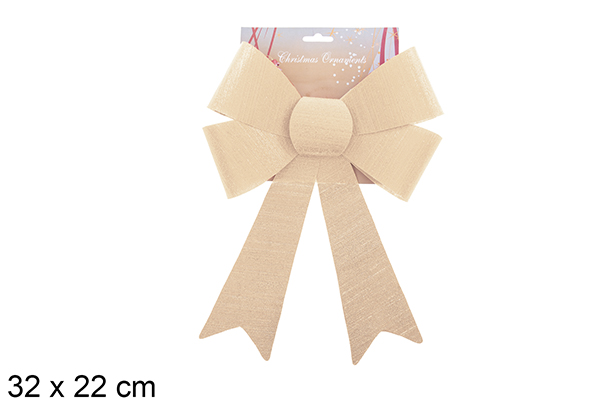 Noeud de Noël doré pailleté 32x22cm