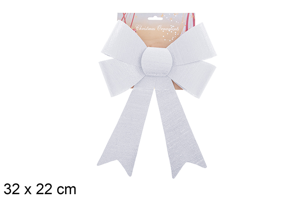 Fiocco natalizio glitter argento 32x22cm