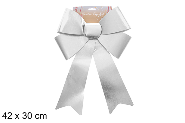 Luxury silver Christmas bow 42x30cm