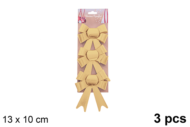 Pack 2 luxury gold Christmas bows 17x13cm