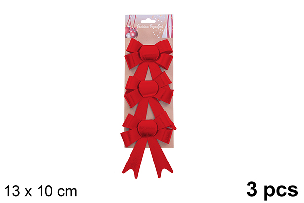 Pack 3 fiocchi natalizi di lusso in argento 13x10cm