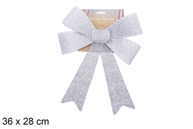 Noeud de Noël argent brillant 36x28cm