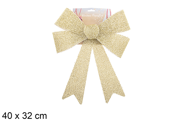 Laço de Natal dourado brilhante 40x32cm