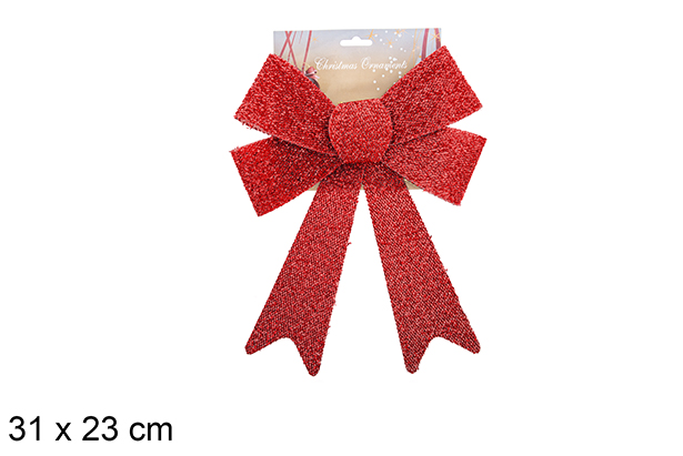 Laço de Natal vermelho brilhante 31x23cm