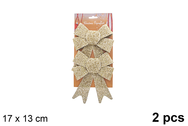 Pack 2 lazos navidad oro brillante 17x13cm