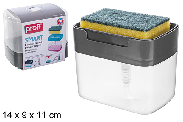 Éponge à récurer avec distributeur de savon 14x9x11cm