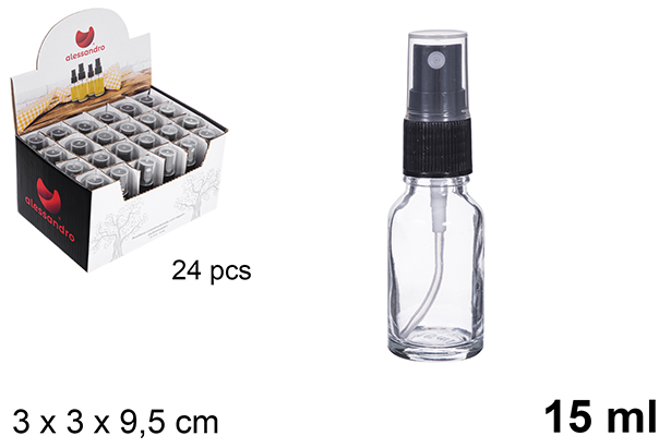 [123168] Galheteiro redonda de vidro com rolha de spray 15 ml