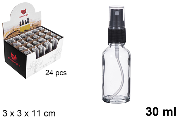 [123169] Huilier rond verre avec bouchon de pulvérisation 30 ml