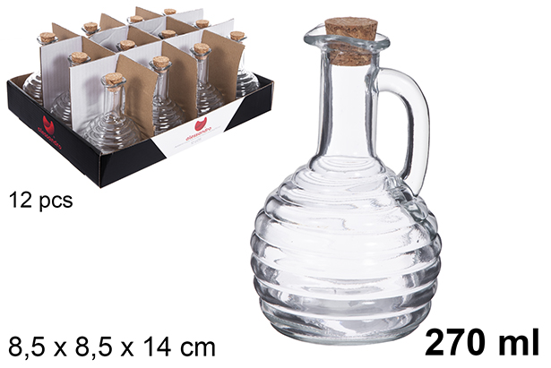 Montillana glass oil bottle with cork stopper 270 ml