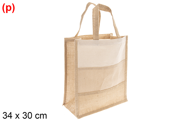Bolso frente yute y algodón natural 34x30cm