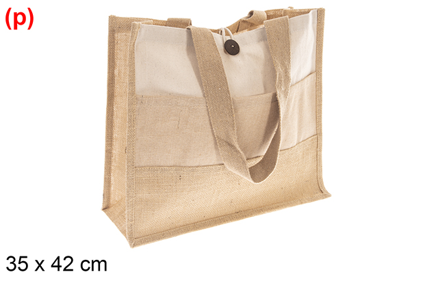 Bolso frente yute y algodón natural 35x42cm