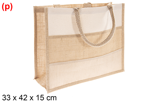 Bolso yute y algodón natural 33x42x15cm