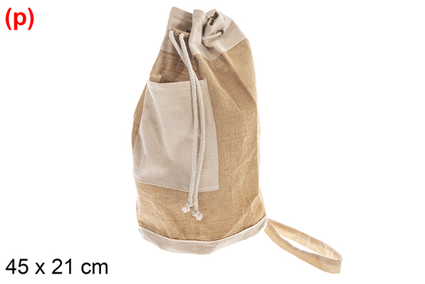 Bolso saco con bolsillo yute y algodón 45x21cm