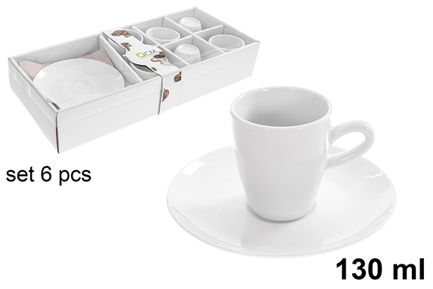 [123227] Set 6 tazas con plato café 130ml