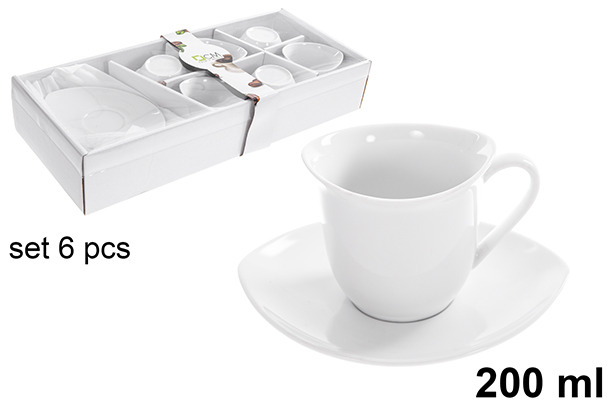 [123230] Lot de 6 tasses à café avec soucoupes, 200 ml