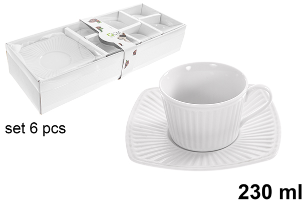 [123232] Lot de 6 tasses à café avec soucoupes, 230 ml