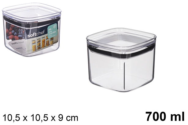 [123252] Récipient hermétique carré polyvalent en plastique 700 ml