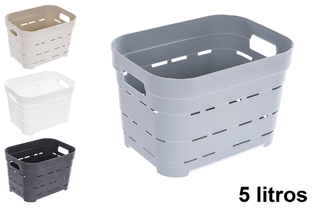 [123258] Panier rectangulaire en plastique pyramidal 5L