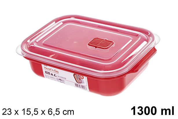 [123262] Fiambrera plástico rectangular 1300ml