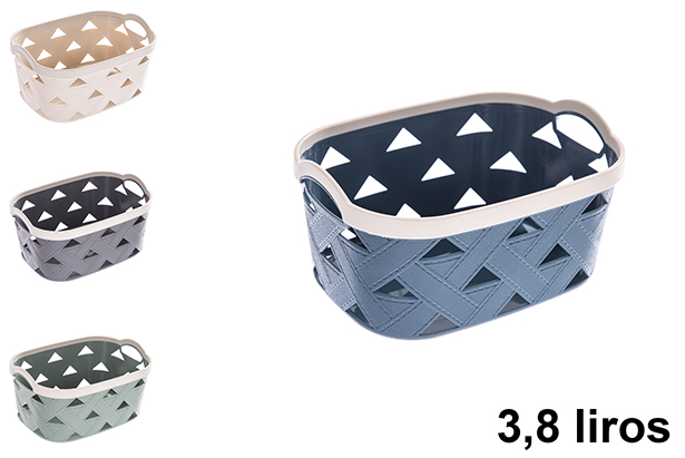 Cesta plástico rectangular diseño cuero 3.8 liros