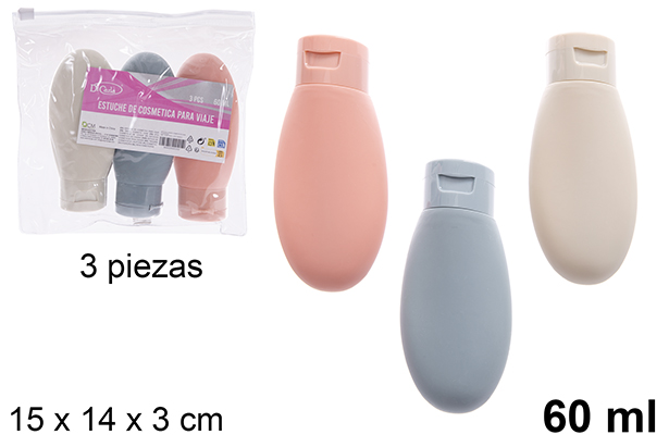 [123280] Estuche 3 piezas cosmética de viaje  color 60 ml