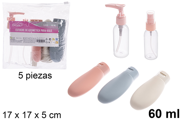 [123281] 5 piece travel cosmetic case, 60 ml