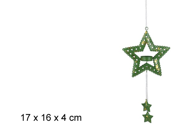 Colgante metal estrella Navidad portavela