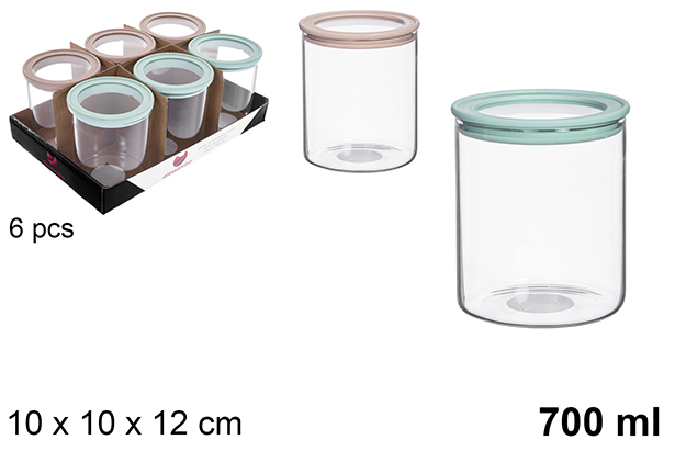 [123316] Pot à couvercle en verre borosilicaté polyvalent de 700 ml