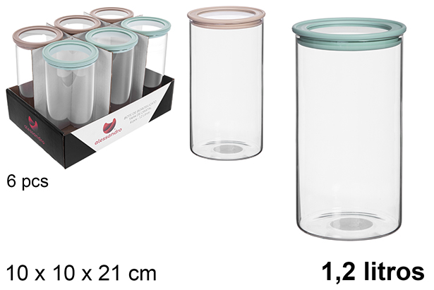 Barattolo multiuso con coperchio in vetro borosilicato da 1.2 litre