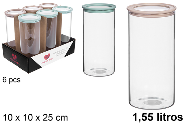 Bote borosilicato tapa cristal multiusos 1.55 litros