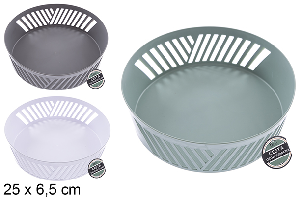Plastic organizing basket assorted color 25x6.5 cm