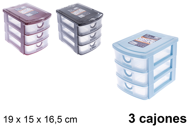 [123329] Cajonera plástico 3 cajones 19x15x16.5cm