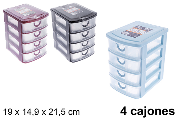 [123330] Cômoda de plástico com 4 gavetas, 19x14.9x21.5cm