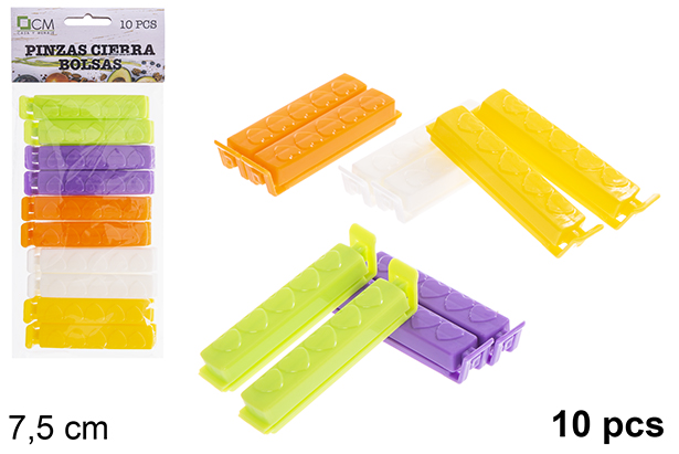 [123349] Pack 10 clips de fermeture de sac 7,5 cm