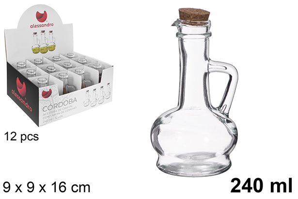[123357] Oliatore in vetro Córdoba con tappo in sughero, 240 ml