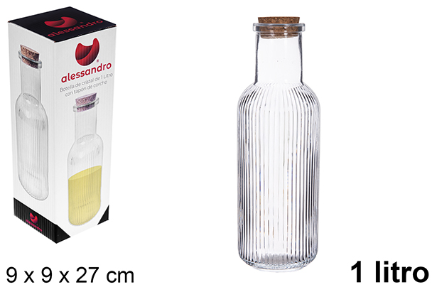 [123359] Botella cristal tapón corcho1litro