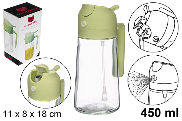 [123362] Aceitera cristal tapón antigoteo 450 ml
