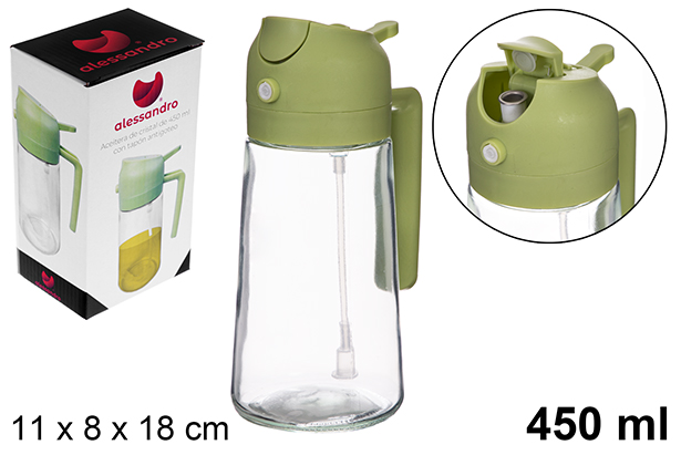 Oliatore in vetro con tappo antigoccia, 450 ml