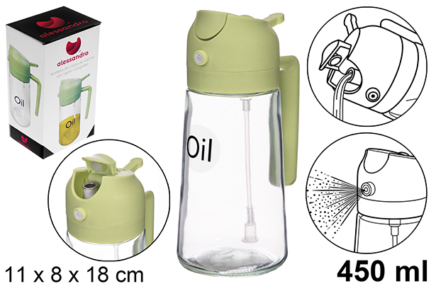 Aceitera cristal decorado tapón antigoteo 450 ml