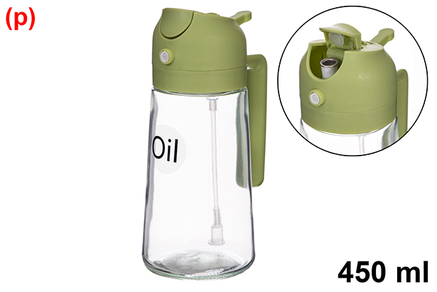 Oliatore in vetro decorato con tappo salvagoccia, 450 ml
