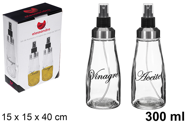 Set aceitera/vinajera cristal decorado 300 ml