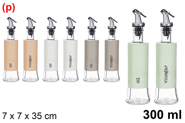 [123368] Assorted glass oil/cruet with drip-proof stopper 300 ml