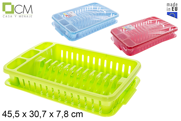 Escurreplatos plástico con bandeja colores surtidos 45,5x30,7x7,8 cm