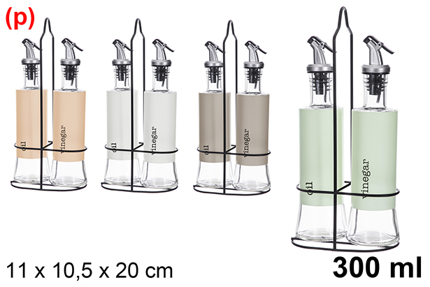 [123376] Glass oil/cruet set with drip-proof stopper, 300 ml