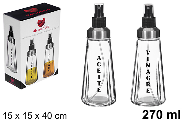 Set aceitera/vinajera cristal decorado 270 ml