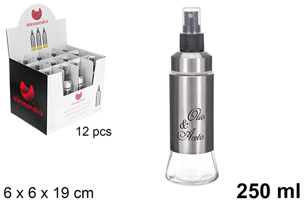 [123380] Frasco de vidro para óleo com borrifador 250 ml