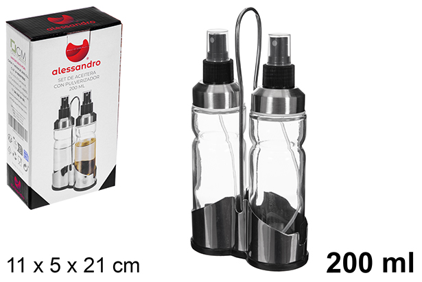 [123391] Conjunto de azeite e vinagre com borrifador de 200 ml